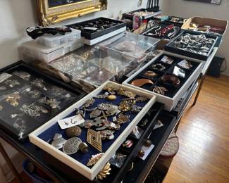 Trays of costume jewelry