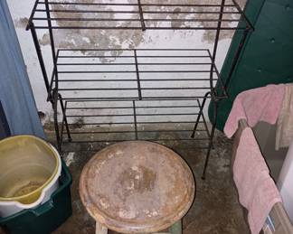 Stool and metal wire 3 tier stand