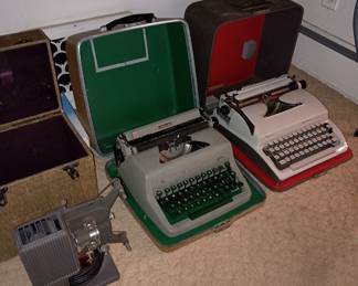 8mm projector and
Vintage typewriters