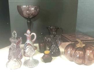 Purple Glassware And Cruets