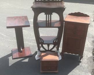 Four Wooden Shelves And Cabinets