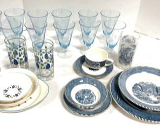 Vintage Blue Dishes And Glassware