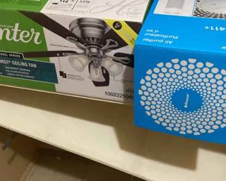 New Hunter Ceiling Fan And A Blue Air Purifier