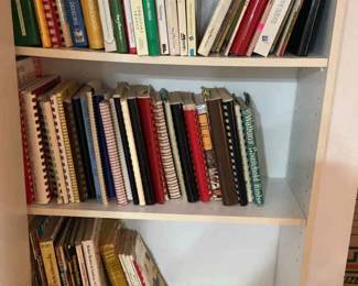 Assortment Of Cookbooks And Sewing Books Plus Small Bookshelf