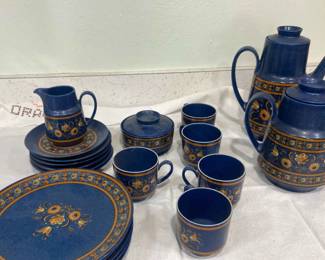 Blue Floral Tea Set With Plates