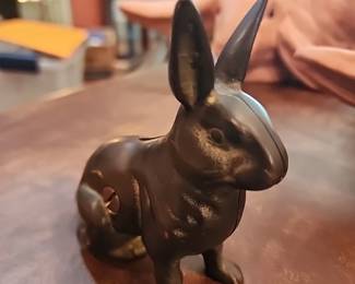 Vintage cast iron bunny bank
