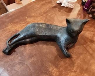 Bronze laying cat Sculpture 