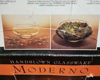 Modern handblown punchbowl set
