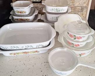 06 Fire King, Corelle and Corning Ware Covered Casseroles