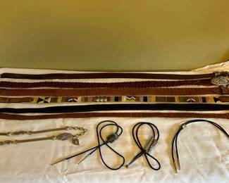 Vintage Sterling Silver Bolo Ties Belts Western Southwest Cowboy Accessories Lot