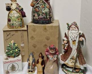 Jim Shore Heartwood Creek Enesco Santas With Boxes, Fitz Floyd Santa