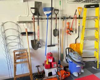 Garden Assortment Shop Vac, Chain Saw Ladders