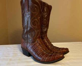Vintage Lucchese Alligator Leather Western Cowboy Boots