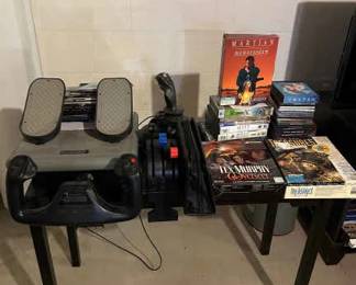 Vintage PC Computer Games With Pro Flight Sim Set Up