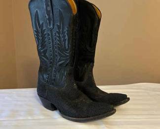 Vintage Stallion Black Western Cowboy Boots