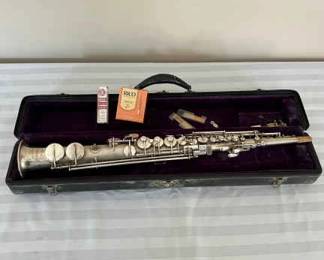 02 Antique 1920s CG Conn Soprano Sax Saxophone With Case