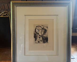 Photo 1 of 2 - Framed, signed, and numbered figural etching by the renowned Spanish artist Joan MirĂ³ (1893-1983)