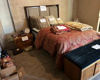 Queen size bad, chest and night stand etc.