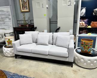 Sofa, Side Tables and Ceramic Planters Orlando Estate Auction