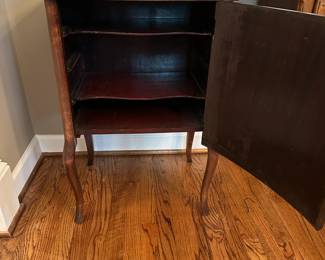 W8 - $200. Antique Mahogany Music Cabinet. Measures 20.75" wide x 17.25" deep x 29.5" tall.