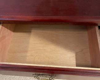 W11 - $100 PAIR of Wooden Nightstands with 3 drawers each. Measures 24" wide x 16" deep x 26" tall.