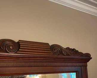 W71 - $300. Newport Cabinet - Solid Wood Furniture. Dresser with Mirror. Measures 68" wide x 19" deep x 39.25" tall. Mirror adds 43" in height.