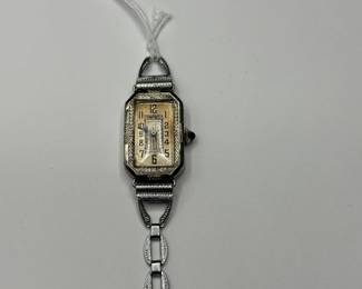 J23 - $60. Ladies Art Deco 1920s Bulova 14kt GF. Has 1/2 band.