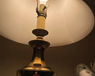 W63 - $35. Brass Table Lamp measures 31" tall. Shade is good! Brass has a bit of minor bubbling in the finish. See photos.
