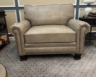 W39 - $950 each. *2 available* Smith Brothers Leather Chair and a half. Measures 49" wide x 40" deep x 37" tall. Both are in Very good condition. No rips / tears / holes etc.