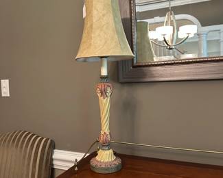W4 - $25. PAIR of Table Lamps. Measures 28.5" tall. Shades are in good condition!