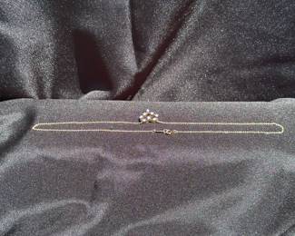 J35 - $900. 18kt gold Diamond Sapphire Heart Pendant Necklace. Stamped "Tiffany & Co. 750" on necklace & pendant. Necklace is 16.5" long.