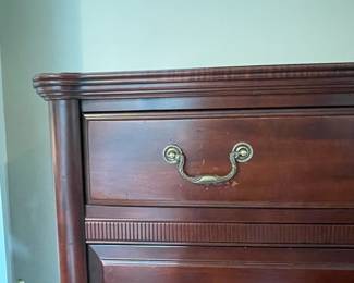 W66 - $300. Newport Cabinet - Solid Wood Furniture. Chest of Drawers. Measures 24.5" x 19" deep x 58.25" tall. All drawers slide. SOLID - sturdy piece! Does have some scratches / marks from use.