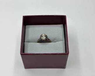 J5 - $150. Size 6. Beautiful 14kt gold Art Deco Setting (needs to be Rhodium Plated) with small diamond.