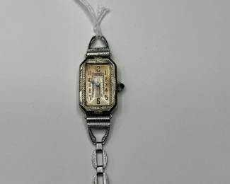 J23 - $60. Ladies Art Deco 1920s Bulova 14kt GF. Has 1/2 band.