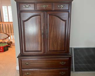 W26 - $125. American Drew Clothing Armoire. Measures 40" wide x 19" deep x 62" tall.
