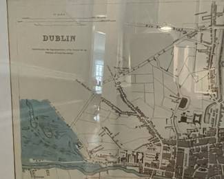 W34 - $75. Framed Map of Dublin. Purchased at Whitley Galleries. Measures 29.5" x 25.5" framed.