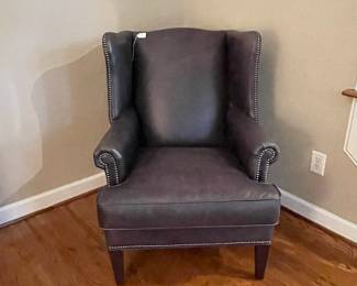 W150 - $150. Hooker Furniture Leather Arm Chair. Measures 28.5"wide x 35" deep x 40" tall.