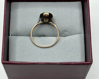 J5 - $150. Size 6. Beautiful 14kt gold Art Deco Setting (needs to be Rhodium Plated) with small diamond.