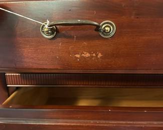 W66 - $300. Newport Cabinet - Solid Wood Furniture. Chest of Drawers. Measures 24.5" x 19" deep x 58.25" tall. All drawers slide. SOLID - sturdy piece! Does have some scratches / marks from use.