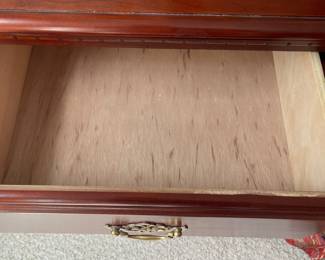 W11 - $100 PAIR of Wooden Nightstands with 3 drawers each. Measures 24" wide x 16" deep x 26" tall.