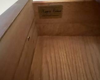 W68 - $300 PAIR. Newport Cabinet Solid Wood Furniture. Measures 32" x 17.25" deep x 30.5" tall. One has significantly more wear than the other. All drawers slide.