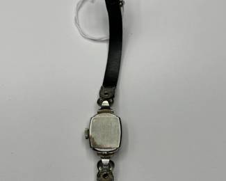 J22 - $35. Small Ladies Hamilton 10kt GF. Leather Band.