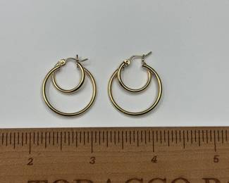 J16 - $130. 14kt gold 1" hoop earrings.