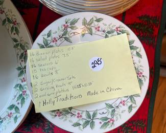 W101 - $295. Holly Traditions China Set.