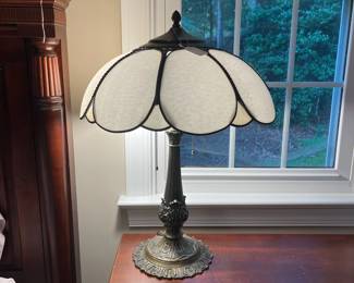 W73 - $60. Table Lamp measures 25" tall. Glass Shade is in very good condition!