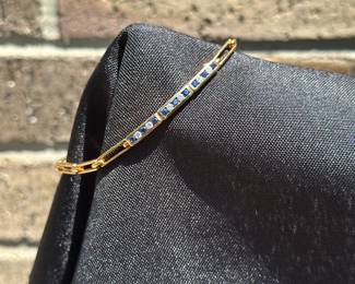 J34 - $2,350. Tiffany & Co. 750 France. Diamond & Sapphire Link Bracelet. 7.5" long.