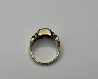 J7 - $425. Size 10. Mens 14kt gold ring with diamond. (Diamond has somehow been scratched on the top the whole way around)