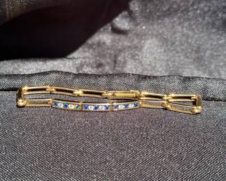 J34 - $2,350. Tiffany & Co. 750 France. Diamond & Sapphire Link Bracelet. 7.5" long.