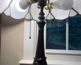 W73 - $60. Table Lamp measures 25" tall. Glass Shade is in very good condition!