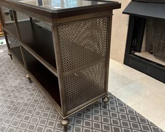 W47 - $300 EACH. *2 Available* Universal Furniture Proximity Console Table. Measures 60" wide x 16" deep x 29" tall. Both have minor scuffs/marks on the top. Sturdy and solid!